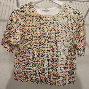 Zara sparkly rainbow sequin t-shirt Size S, worn once